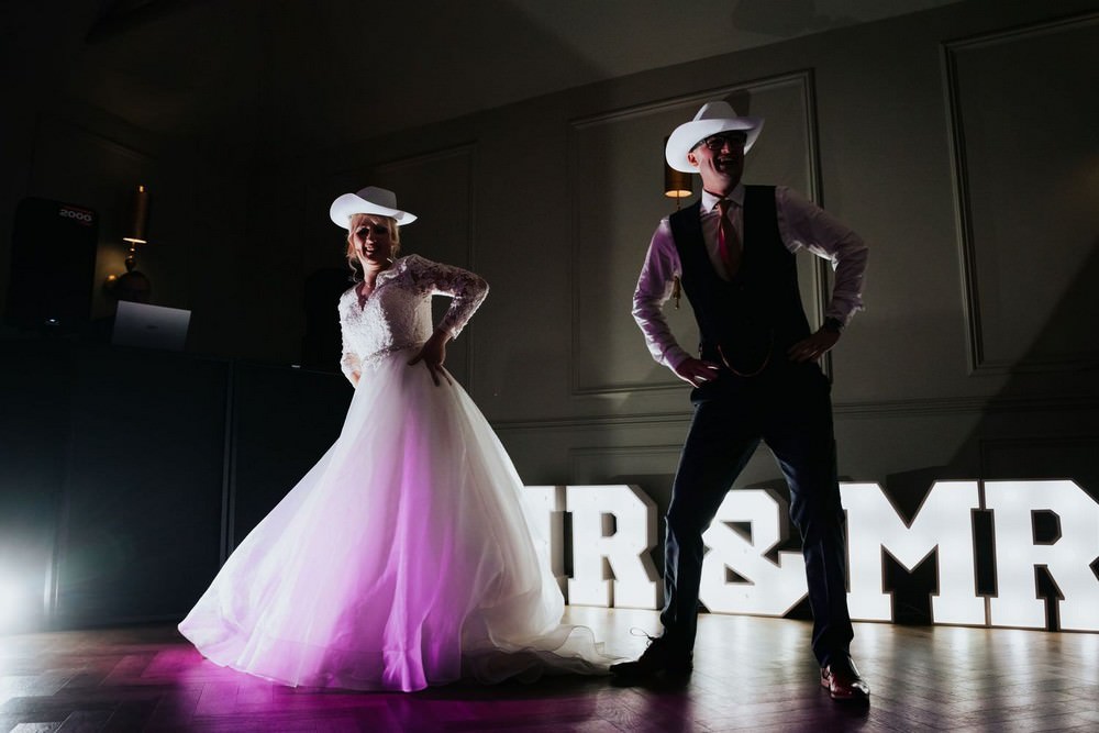 briar court hotel wedding bride and groom dressed as cowboys