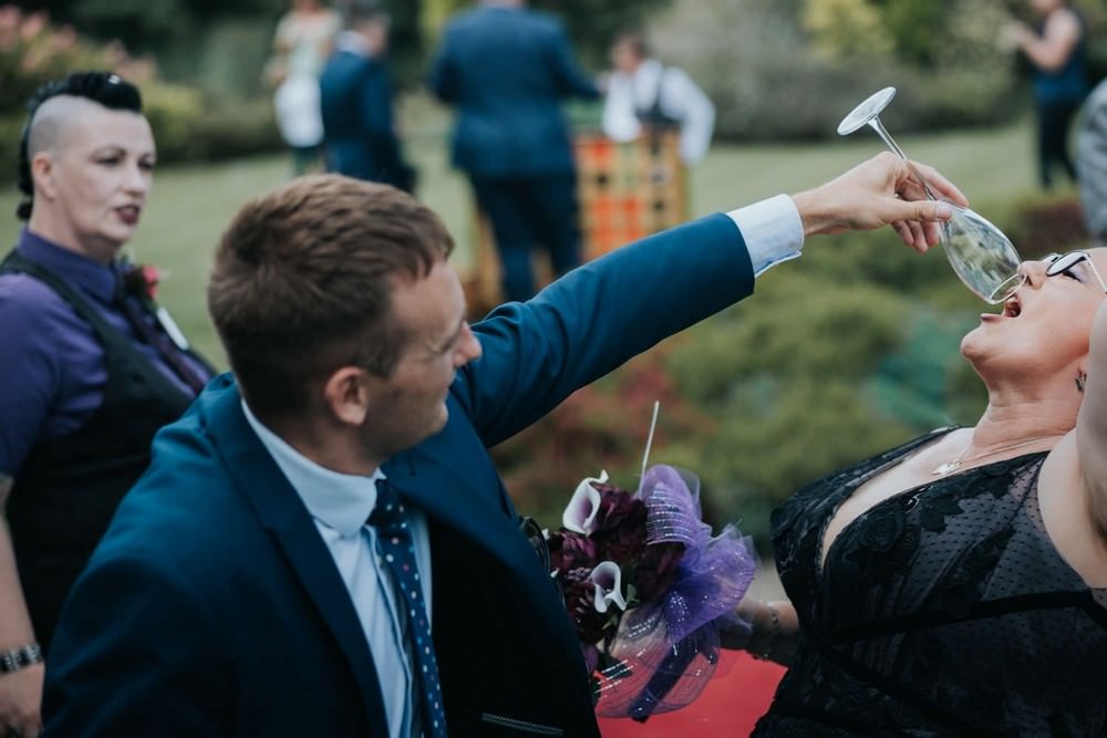 waterton park hotel wedding guest tips drink into brides mouth